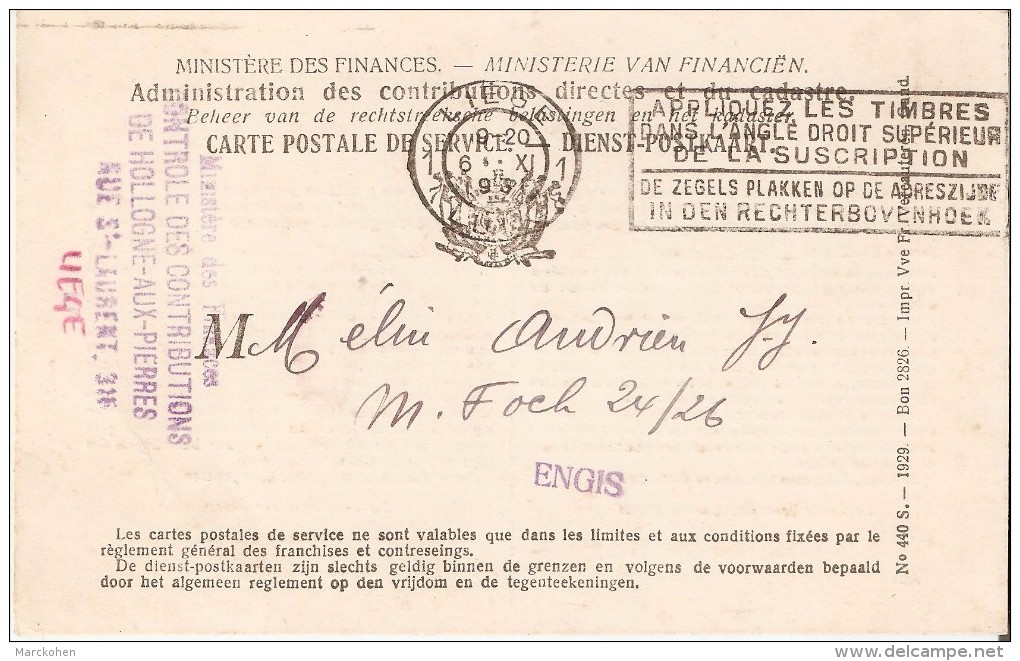 HOLLOGNE-AUX-PIERRES (4460) - PERCEPTION DES IMPÖTS : Carte Postale De Service Du Contrôle Des Contributions. CPA. - Grace-Hollogne