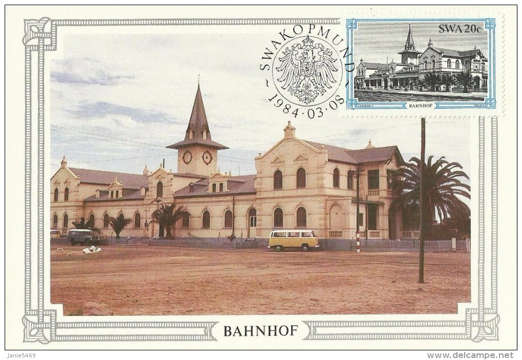 South West Africa 1984 Historic Buildings, Bahnhof, Maximum Card - Other & Unclassified