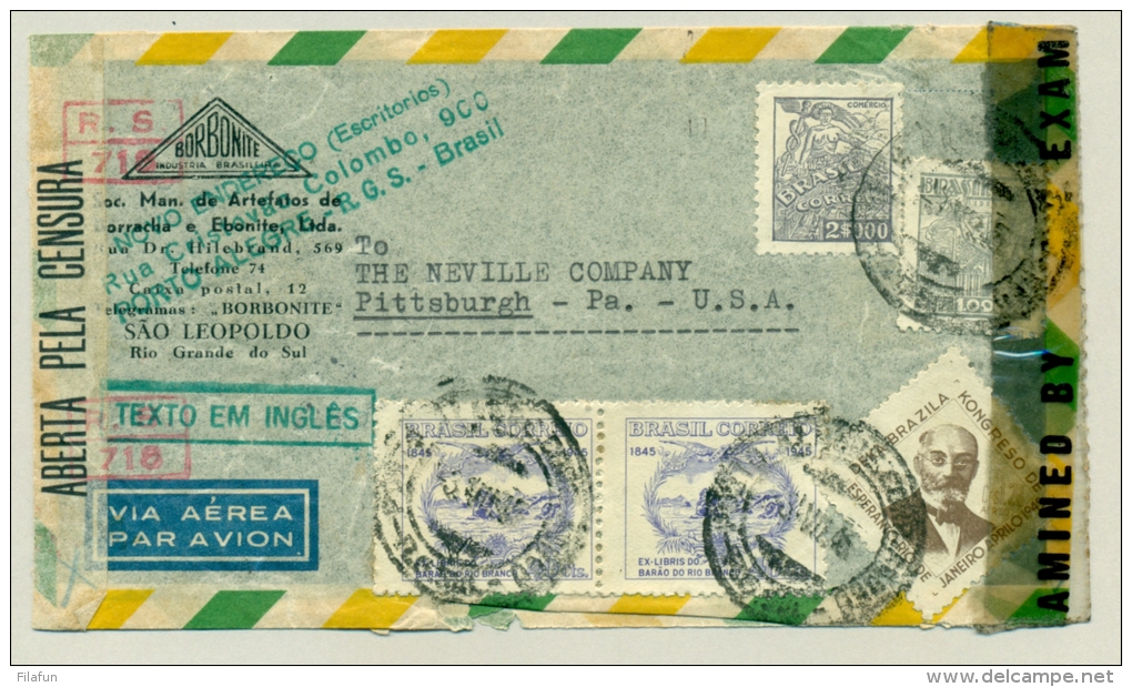 Brazil - 1945 - Censored Cover To Pittsburgh / USA - Brieven En Documenten