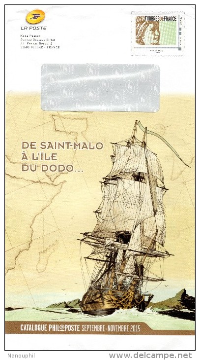 829  -  FRANCE PAP Enveloppe Prêt à Poster MONTIMBRAMOI Monde 250 Gr Catalogue De La Poste  SEPT/NOV  2015 - Prêts-à-poster:  Autres (1995-...)