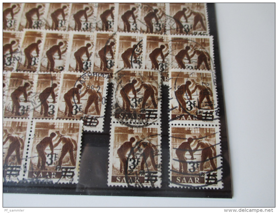 Saarland 1947 Nr. 230 Z insgesamt ca. 675 gestempelte Marken auf 15 Steckkarten. Fundgrube?! KW 1215€ Neuauflage!!
