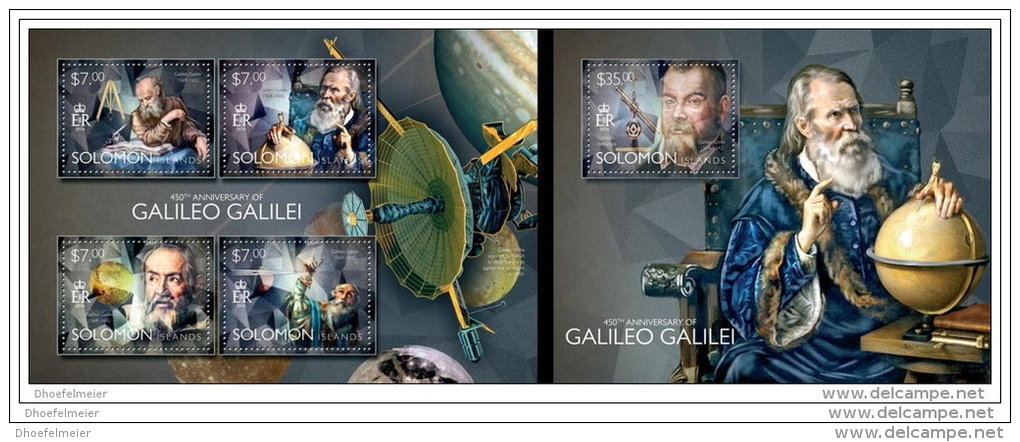 SOLOMON ISLAND 2014 ** M/S + S/S Galileo Galilei A1447 - Astronomie