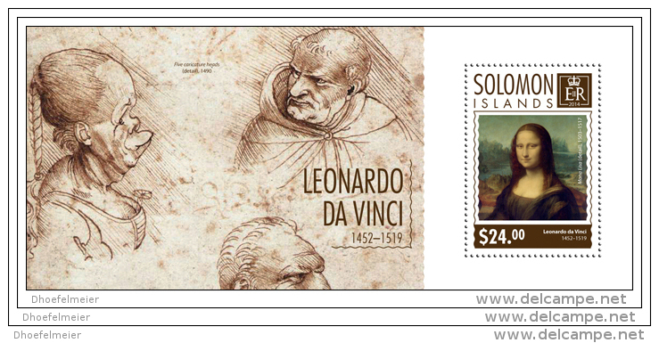 SOLOMON ISLAND 2014 ** S/S 1v Leonardo Da Vinci Painter Maler Peintre A1506 - Sonstige & Ohne Zuordnung