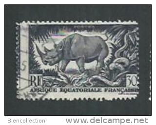 Afrique Equatoriale Française. No 209 Rhinocéros Variété Piquage à Cheval - Autres & Non Classés