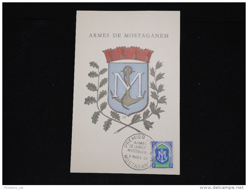 FRANCE - ALGERIE - Carte Maximum Des Armes De Mostaganem En 1958 - A Voir - Lot P11847 - Cartes-maximum