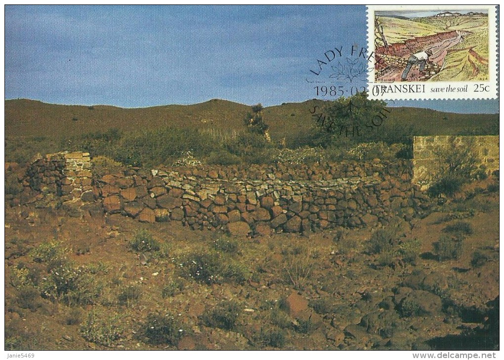 South Africa-Transkei 1985 Soil Conservation, Wall Construction, Maximum Card - Transkei