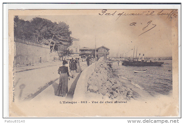 13. MARSEILLE. L ESTAQUE. N 863.  VUE DE CHEZ MISTRAL. CPAA AN 1903. - L'Estaque