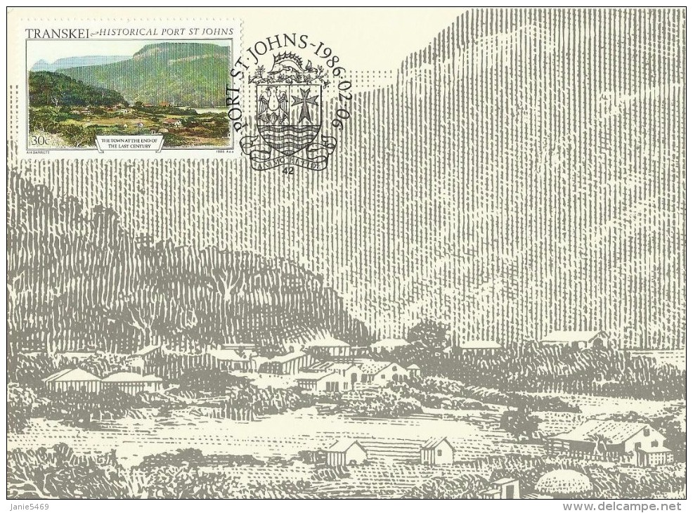 South Africa-Transkei 1986 Port St John.s, View Of The Town 1890s, Maximum Card - Transkei