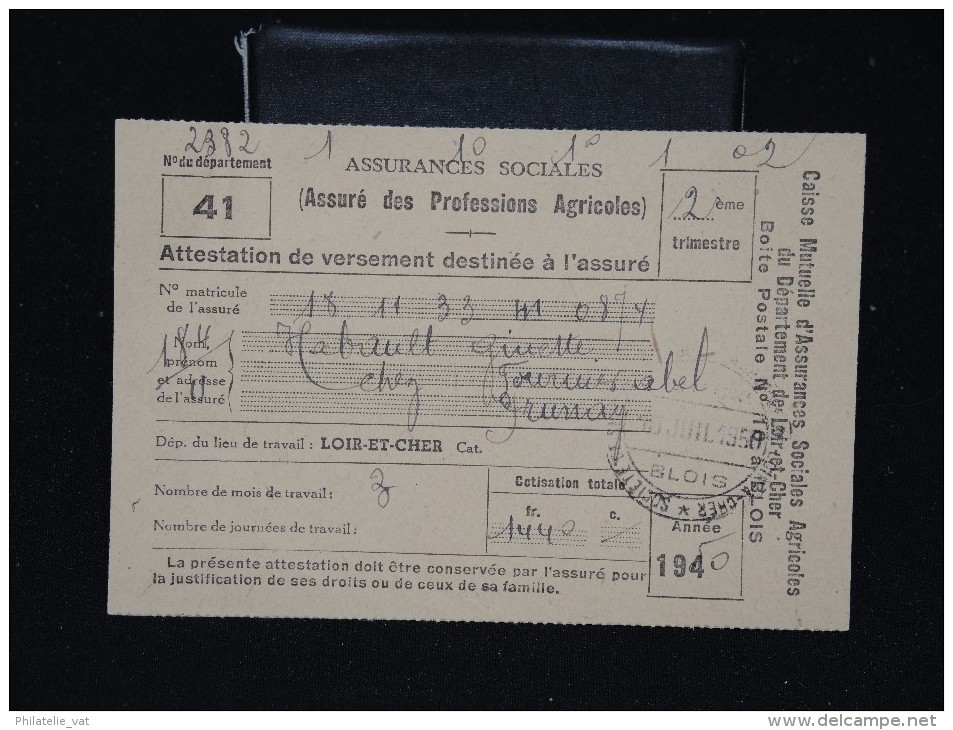 FRANCE - Lot De 6 Attestations De Versement Des Assurés Agricoles En 1949 Et 1950 - A Voir - Lot P11848 - Collections