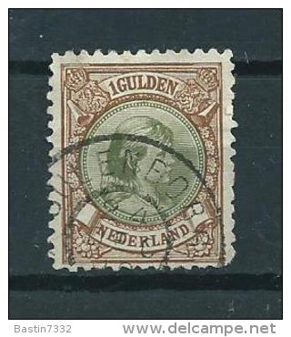 1896 Netherlands 1 Gulden Queen Wilhelmina Used/gebruikt/oblitere...SEE SCANS FOR PERFORATION - Oblitérés