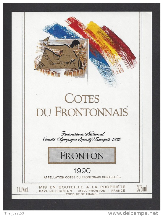 Etiquette De Vin Côtes Du Frontannais- Fournisseur National Comité Olymp. Sportif Français 92 - Thème Person. Ancien   - - Other & Unclassified