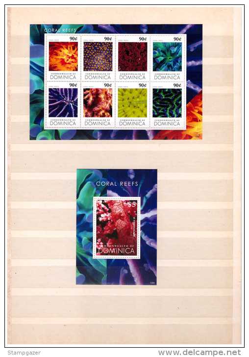 DOMINICA 2013 Coral Reefs 8 V M/S +S/S MNH - Dominica (1978-...)