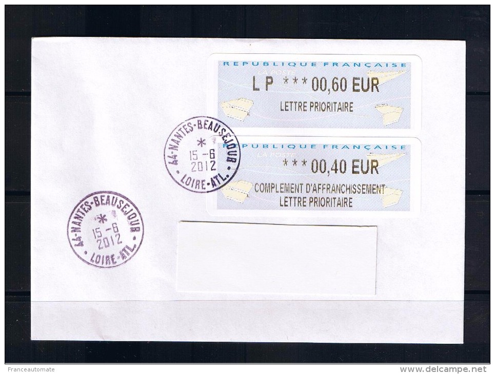 ATM - PLI 0.60+ 00,40-LISA 2- IER N° 55 Gds COINS RONDS-NANTES BEAUSEJOUR 15/06/2012, NOUVEAUPROGRAMME 00,00 - 2000 Type « Avions En Papier »