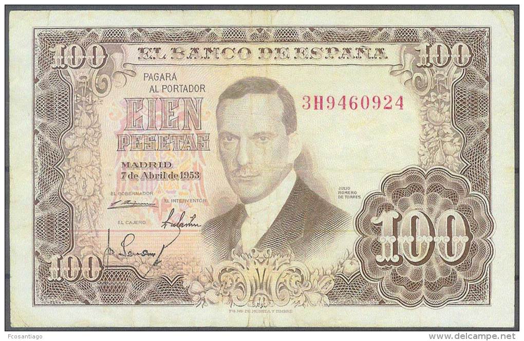 ESPAÑA 1953 100 PESETAS - 100 Pesetas