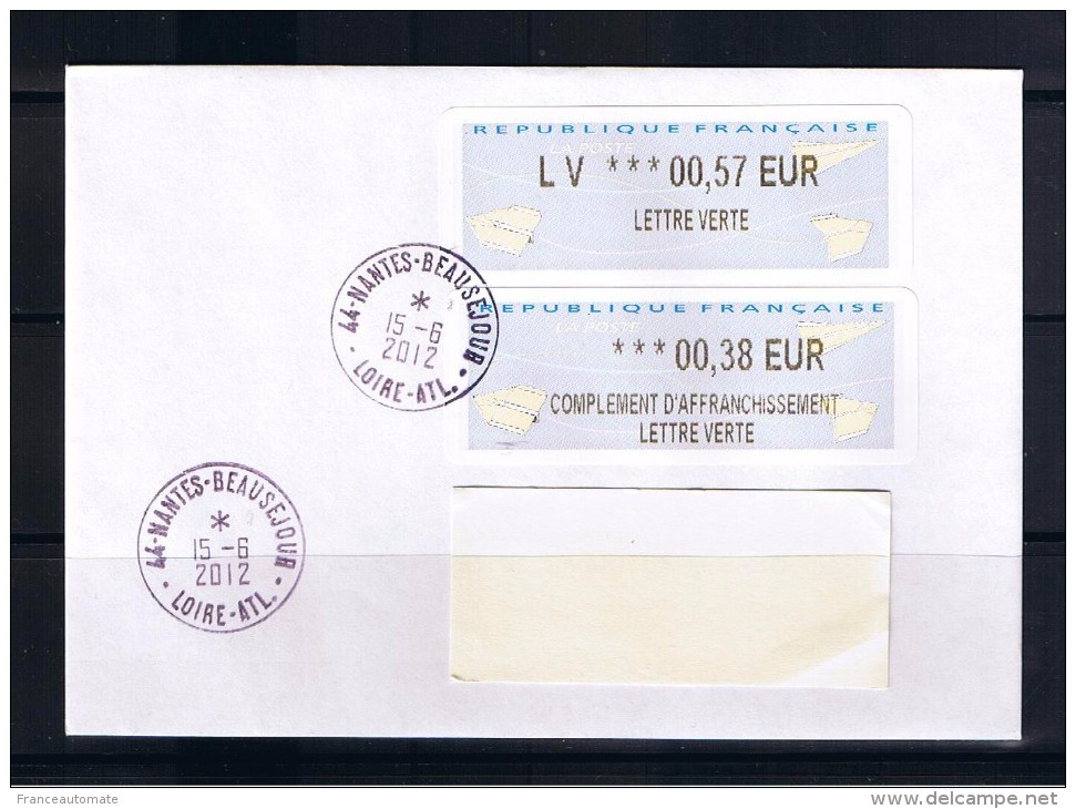 ATM - PLI 0.57+ 00,38-LISA 2- IER N° 55 Gds COINS RONDS-NANTES BEAUSEJOUR 15/06/2012, NOUVEAUPROGRAMME 00,00 - 2000 Type « Avions En Papier »