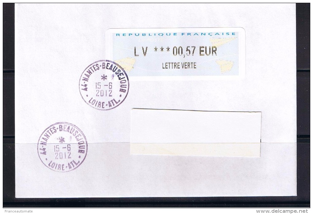 ATM -PLI  LV 00.57€-LISA 2- IER N° 55 Gds COINS RONDS-NANTES BEAUSEJOUR 15/06/2012, NOUVEAU PROGRAMME 00,00 - 2000 Type « Avions En Papier »