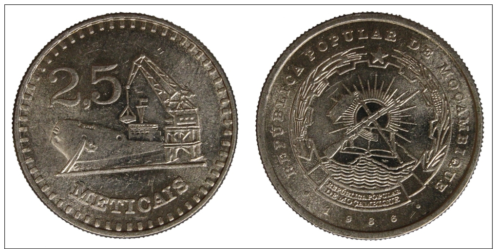 Mozambico Mozambique 2,5 Meticais 1986 Aluminum #1843 - Mozambico