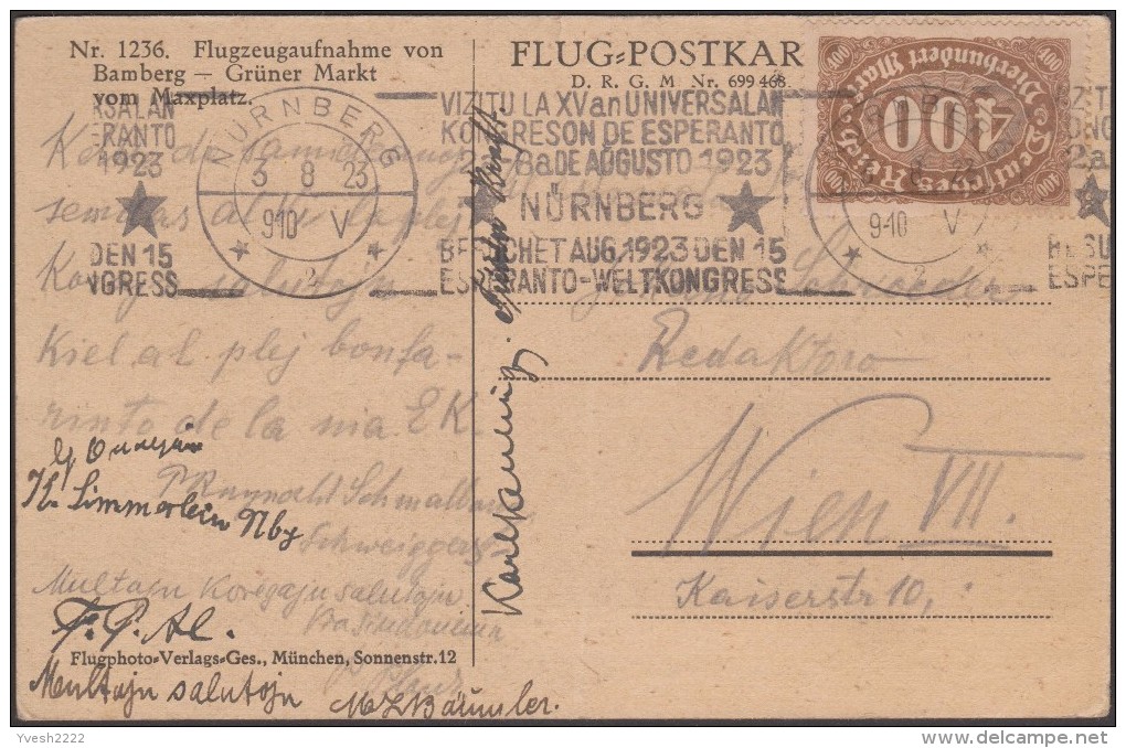 Allemagne 1923. Deux Flammes Différentes, Congrès D'Esperanto Août 1923 à Nüremberg. Inflation - Esperanto
