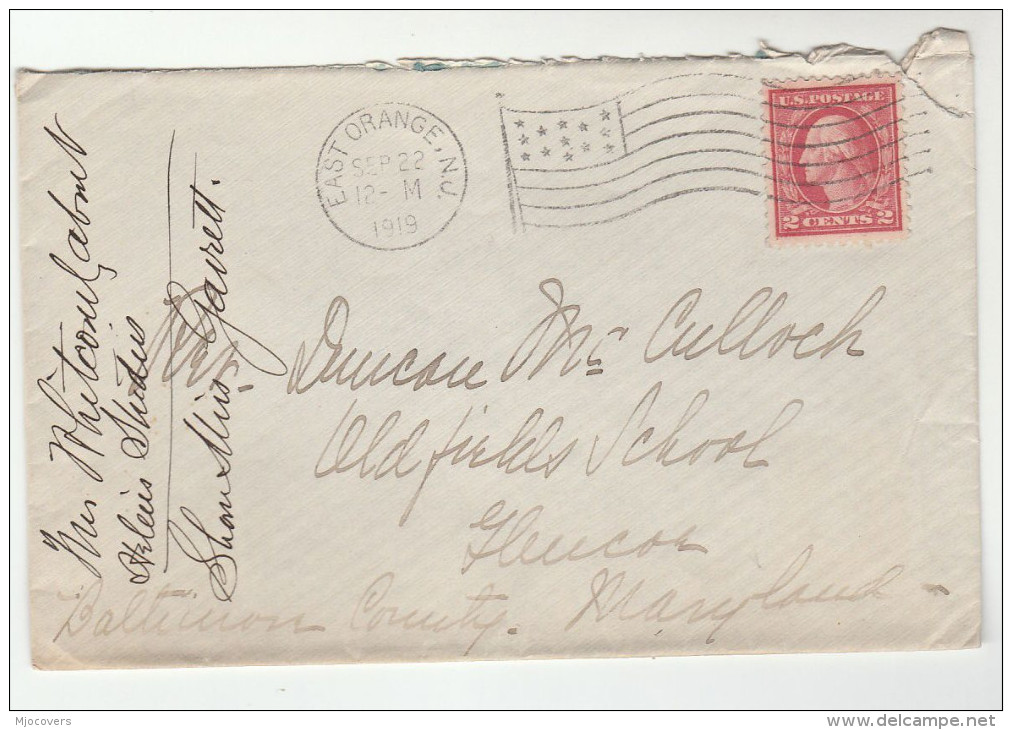 1919 USA Stamps COVER EAST ORANGE NJ FLAG Cancel Pmk United States - Covers & Documents