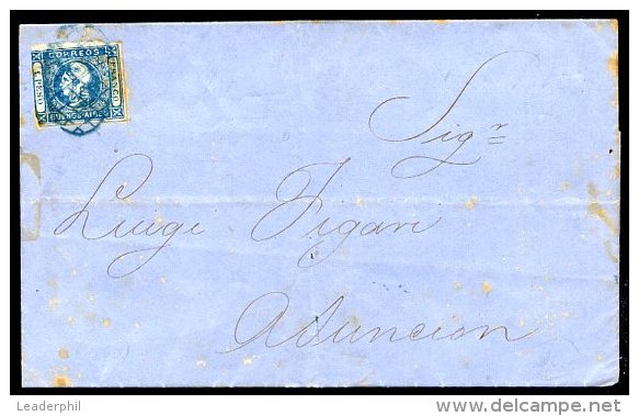 ARGENTINA BUENOS AIRES, CABECITAS TO PARAGUAY Cover 1860, VF - Buenos Aires (1858-1864)
