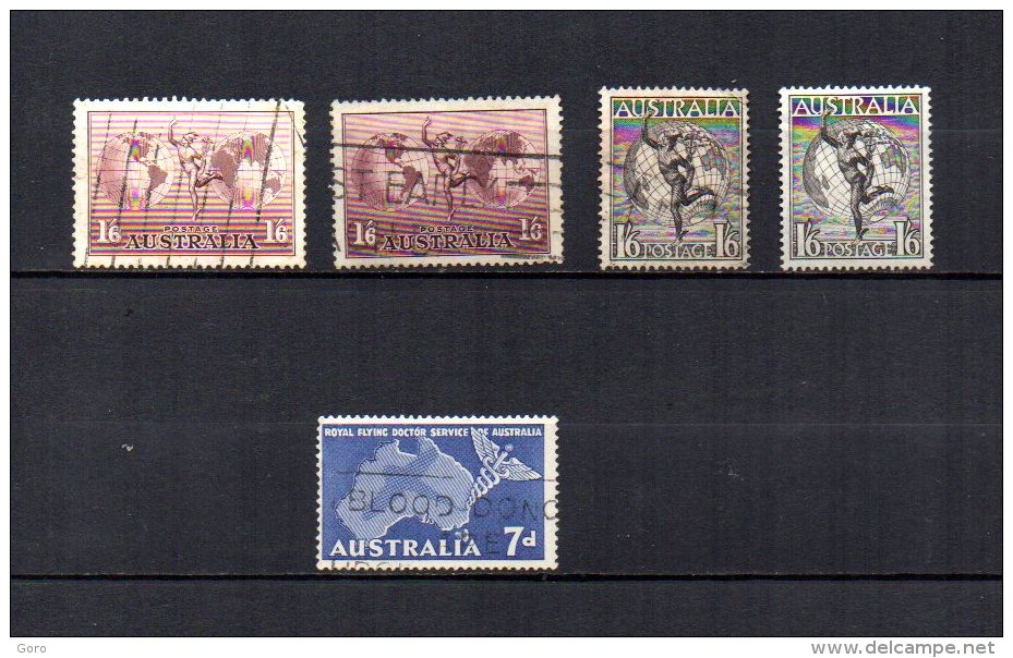 Australia   1934-57   Y&T  Nº   5 - 6 - 7 - 8 - 9   Aéreo - Gebraucht