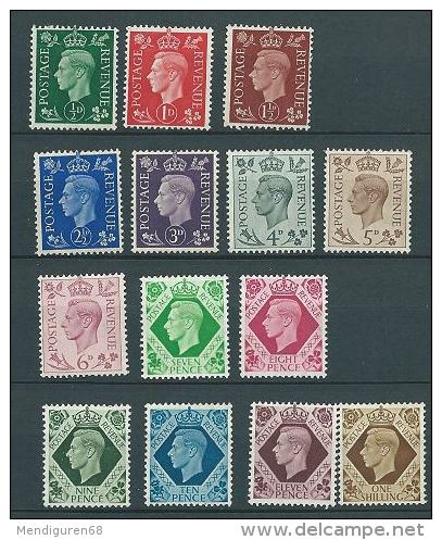 GB 1937 GEORGE VI MINTS SG 462-475(NO 465) MI 198-211 X+227 X(NO 201 X) IV 209-221(NO212) SC 235-248 - Unused Stamps