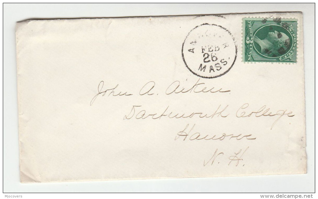 1880s USA  Stamps COVER From ABBOT ACADEMY ANDOVER To Dartmouth College United States University - Covers & Documents