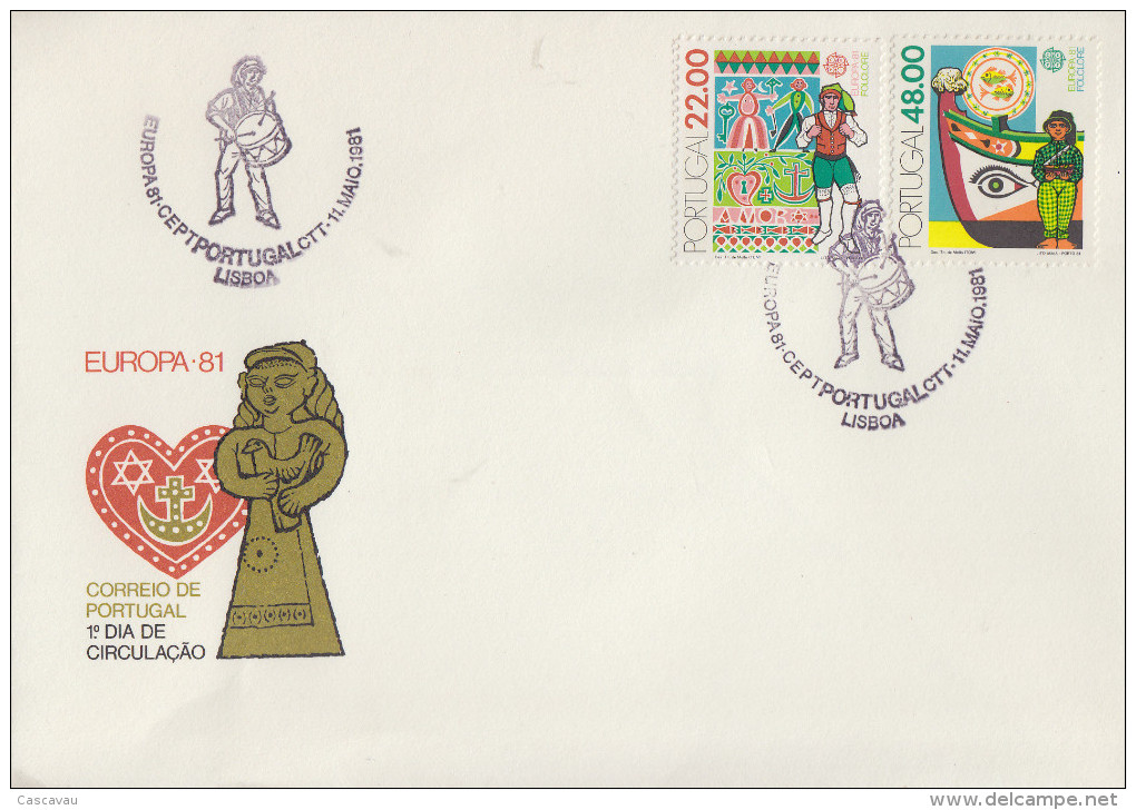 Enveloppe  FDC  1er  Jour   PORTUGAL   Paire    EUROPA    1981 - 1981