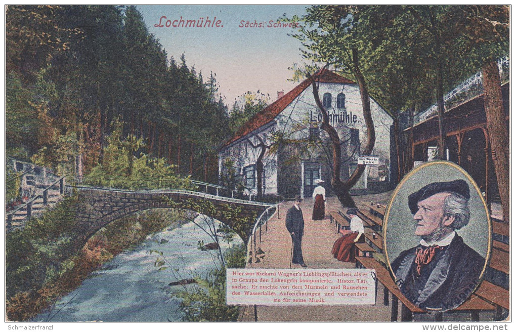 Litho AK Gasthof Lochmühle Liebethaler Grund Sächsische Schweiz Bei Liebethal Pirna Copitz Graupa Jessen Richard Wagner - Pirna