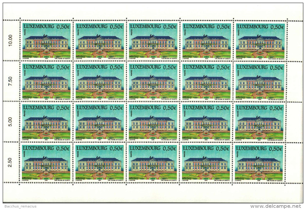Luxembourg  Feuille De 20 Timbres à 0,50 Euro    Differdange : Abbaye Fontaine Marie  2003 - Hojas Completas