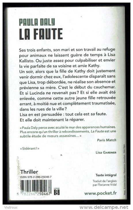 " LA FAUTE " De Paula DALY - Ed. Pocket N° 16019 - 2015 - Thriller. - Novelas Negras