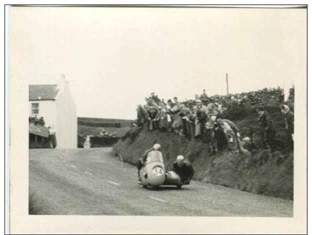 Unknown Photograph.Motorcycle And Sidecar In Race (Isle Of Man TT?) Competitor 34 - Sports