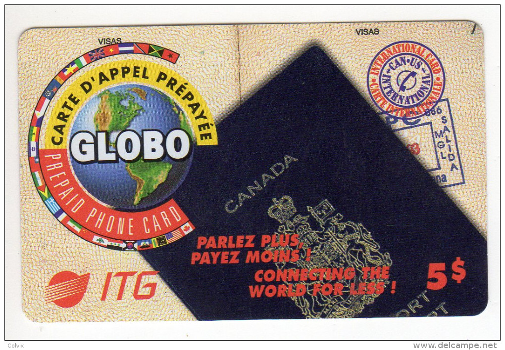 CANADA PREPAYEE ITG GLOBO 5$ - Kanada