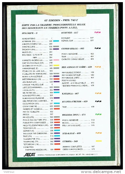 Catalogue Officiel C.O.B.   (FR) 1998 - Timbres De Belgique, Congo, Burundi, Ruanda-Urundi, Burundi, Katanga, EUROPA. - Belgium