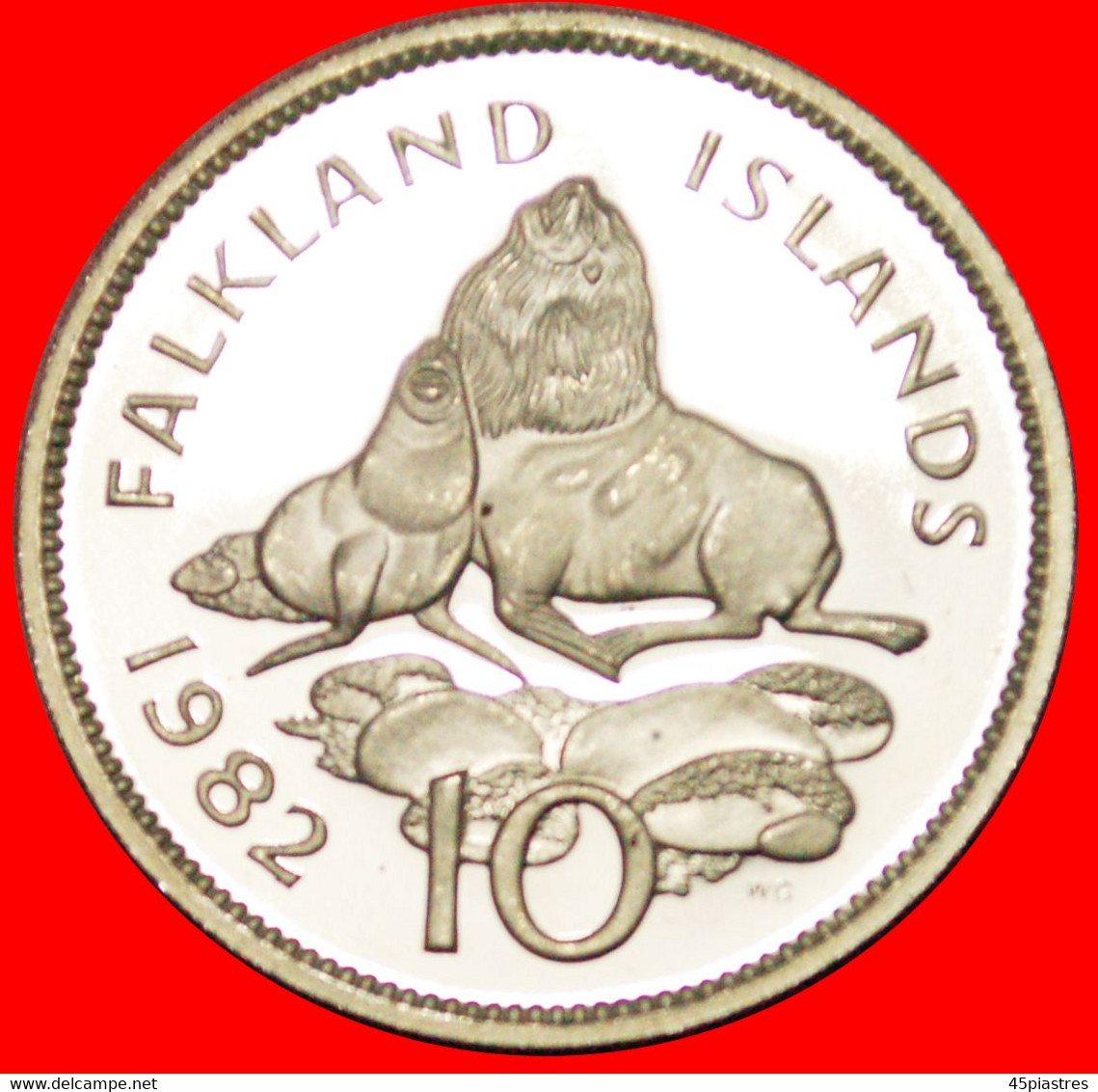 * GREAT BRITAIN SEA LIONS (1974-1992): FALKLAND ISLANDS ★ 10 PENCE 1982! PROOF! LOW START&#9733; NO RESERVE - Falklandinseln