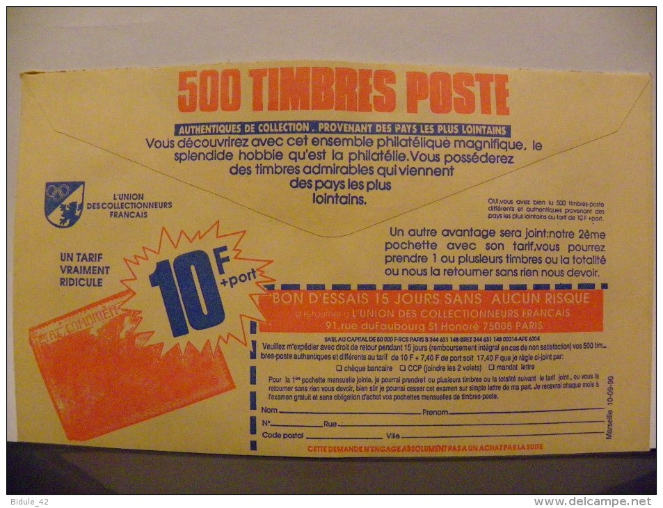 Enveloppe CCP Recto Services Poste Verso 500 Timbres - Other & Unclassified