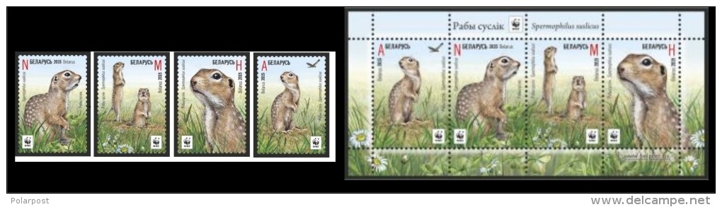 BELARUS 2015 1074-77 Speckled Gopher. WWF - Unused Stamps