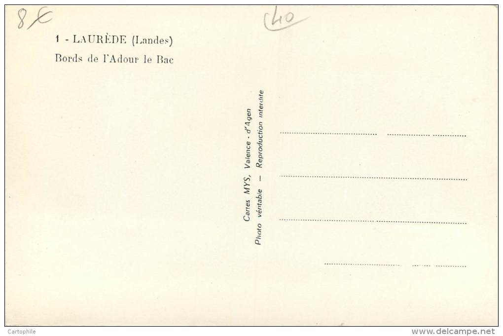 40 - LAUREDE - Le Bac Aux Bords De L'Adour (cpsm 9x14) - Autres & Non Classés