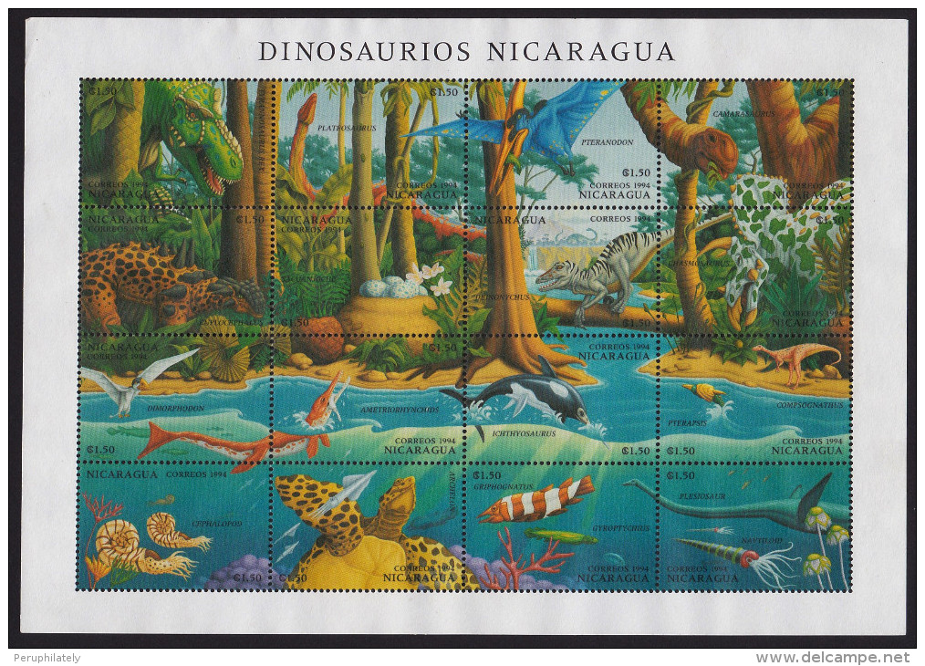 NICARAGUA 1994 , DINOSAURS , MINISHEET , USED - Nicaragua