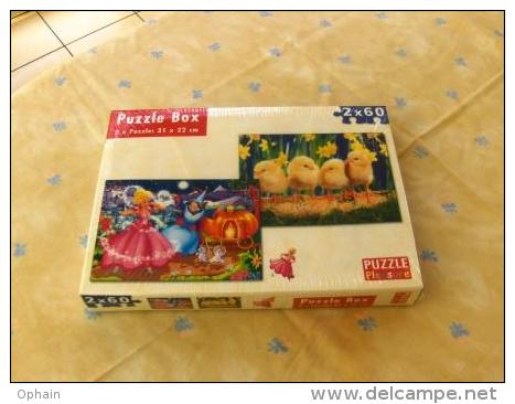 2 Puzzles 60 Pièces - Neufs, Sous Cellophane - Motifs: Cendrillon Et Poussins Jaunes - Marque: Puzzle Pleasure - Puzzles