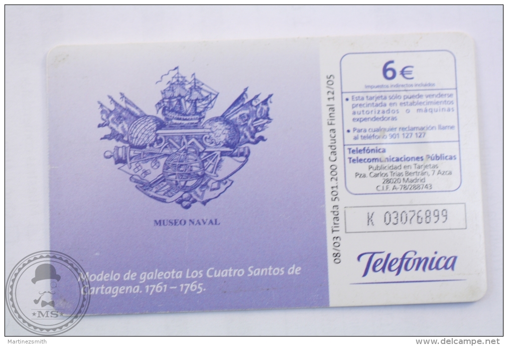 Spain Navy Musem Collectible Boat Phone Card - Los Cuatro Santos De Cartagena - Barcos