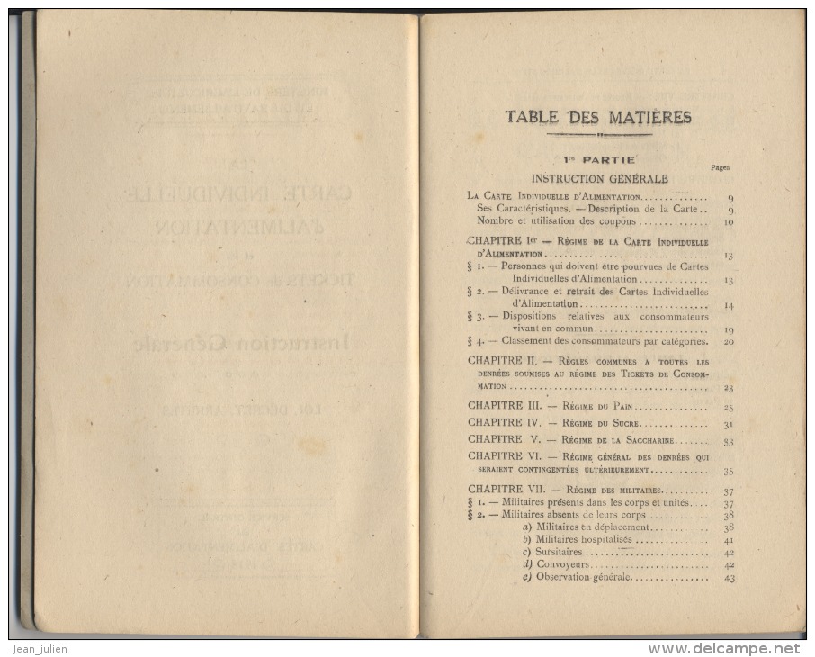 CARTE D´ALIMENTATION - TICKETS RATIONNEMENT - MILITARIA  - Instruction Générale - Guerre 1914 - War 1914-18