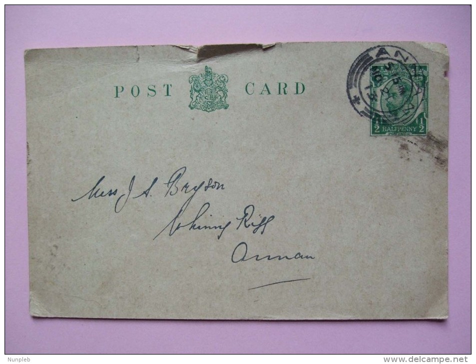 GB GEORGE V DOWNEY POSTAL STATIONARY CARD WITH RARE ANNAN SCOTLAND POSTMARK - Briefe U. Dokumente