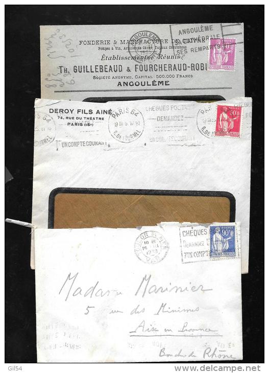 Lot De 3 Lettres  Affranchies Par Type Paix   - Bb14705 - 1932-39 Frieden