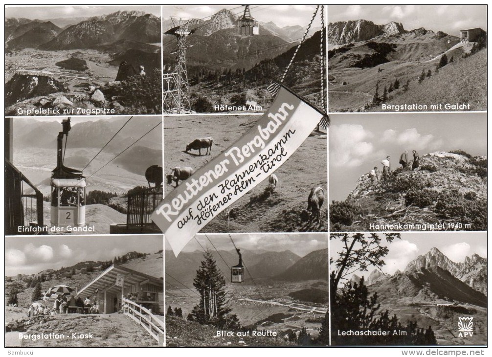 Reuttener Bergbahn Auf Den Hahnenkamm - Höfner Alm Merhbildkarte 1959 - Reutte