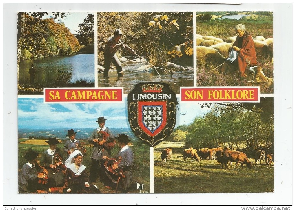 Cp , LE LIMOUSIN , Sa Campagne , Son Folklore , Multi Vues , Voyagée 1989 , Ed : Tepec 87 H 31 - Limousin