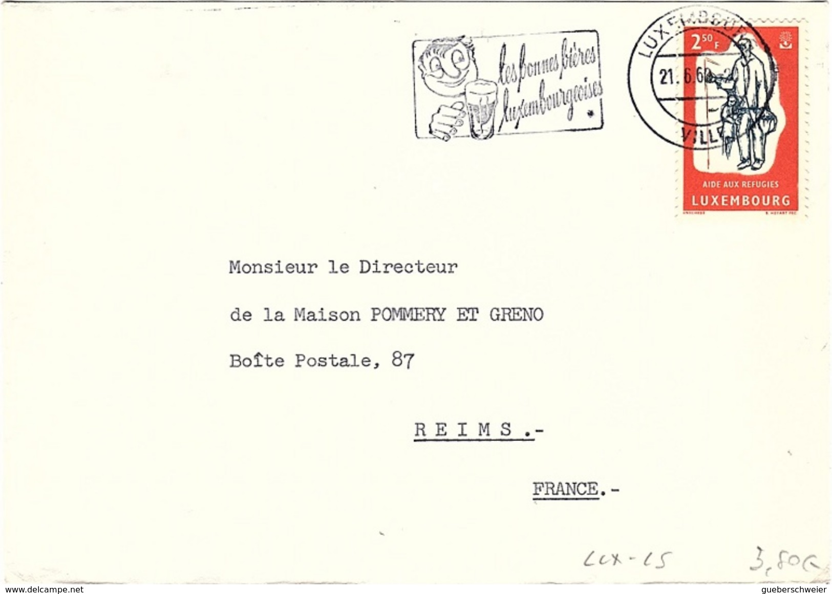 LUX-L5 - LUXEMBOURG N° 576 Sur Lettre Avec Flamme Thème Bières - Covers & Documents