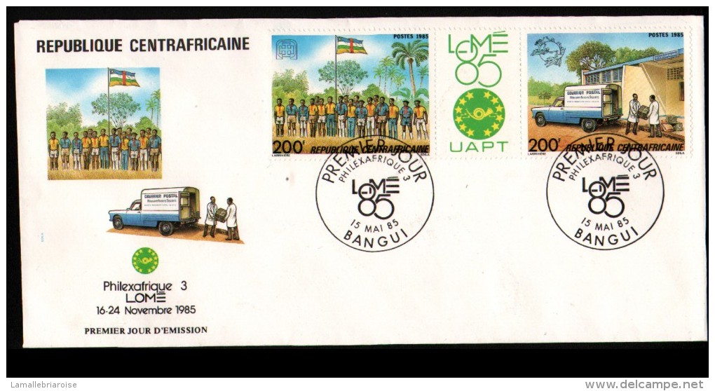 REPUBLIQUE CENTRAFRICAINE,1985, PHILEXAFRIQUE III,. INTERNATIONAL PHILATELIC EXHIBITION, SCOUTISME, TRANSPORT COURRIER - Burkina Faso (1984-...)