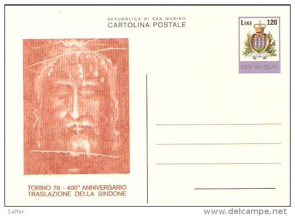 SAN MARINO - Cartolina Postale  1978  Sacra Sindone   Nuova - Interi Postali