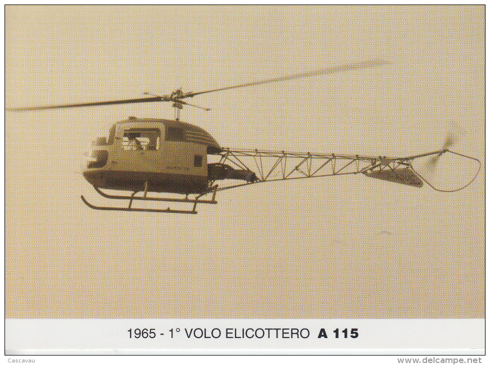 Carte  ITALIE  40éme  Anniversaire  1er  Vol   Par  Hélicoptére  AGUSTA  A104    SAMARATE   2000 - Hélicoptères
